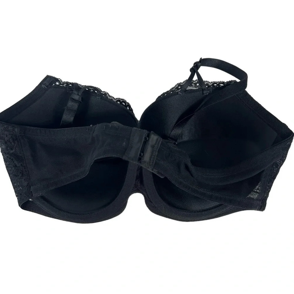 Smart & Sexy Cheetah Print Black Lace Mesh Bra Adjustable Straps Underwire 38D - Picture 7 of 8